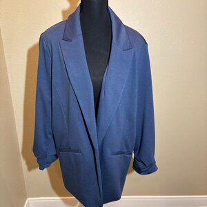 Nine West Blue Knit Blazer Open Front